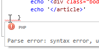 Real-time PHP syntax checking